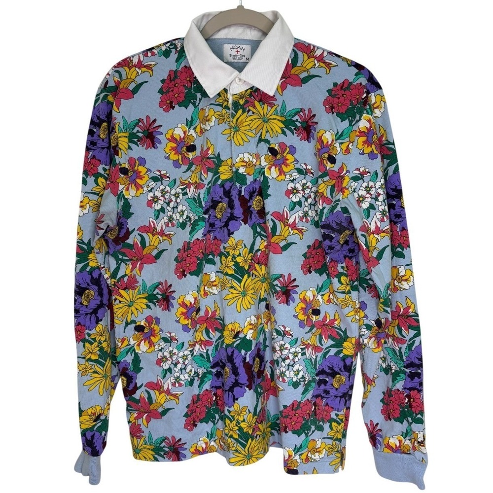 RARE Floral NOAH NY Rugby Shirt Practice Cloth Mens Size Med Canada Long Sleeve